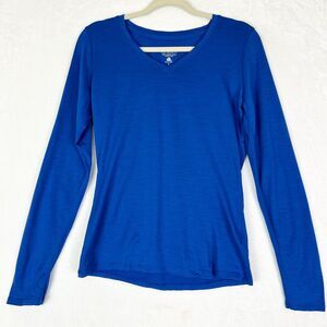 Segments Merino Wool Base Layer Tee Shirt Size Small Blue V-Neck